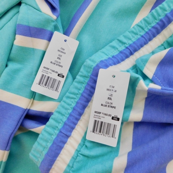 NWT!! WILDFOX Two-Piece Set Top Shorts Green Blue Stripe Loungewear XX-Large XXL - Picture 12 of 16